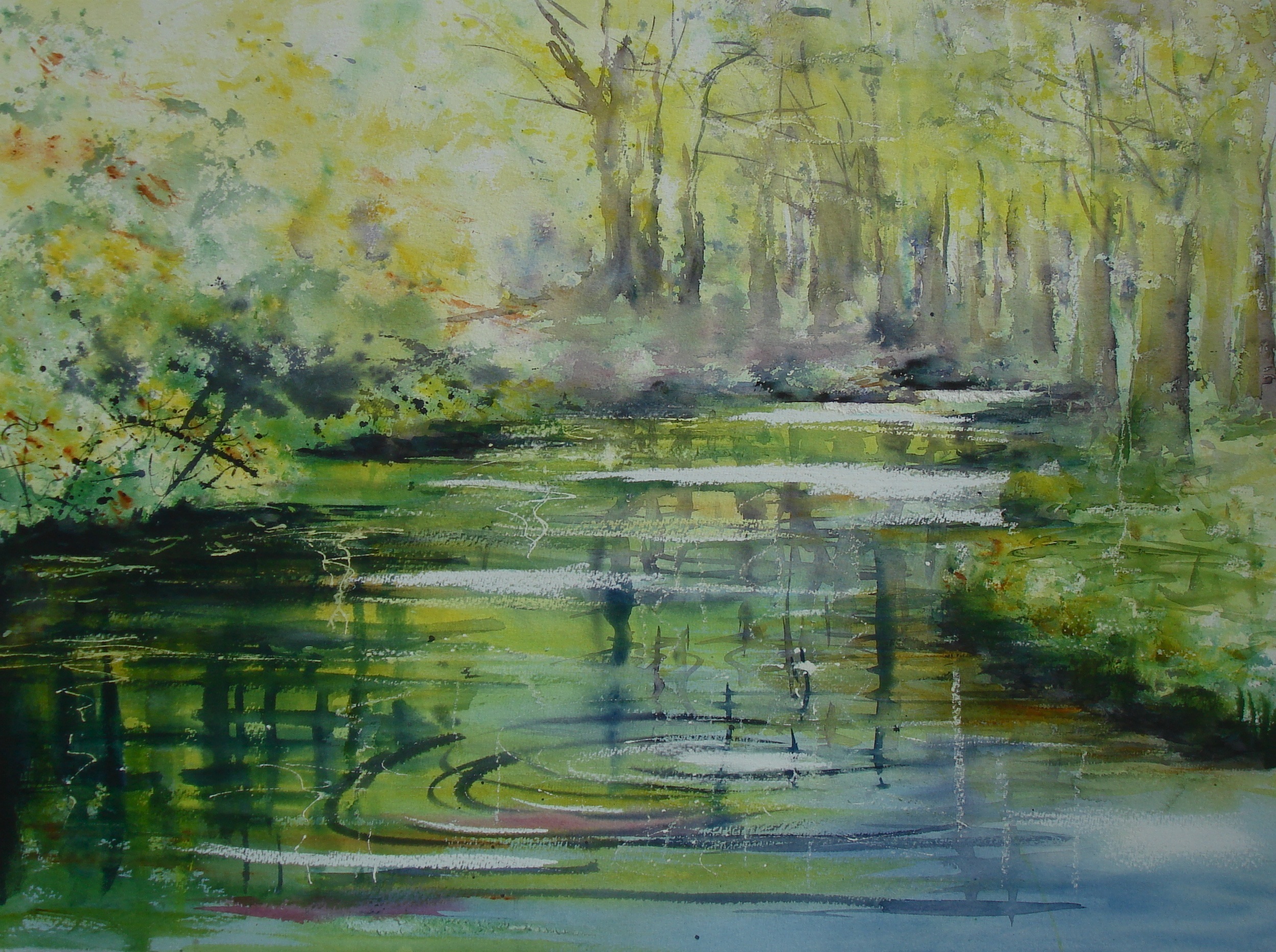 River Wey at Milton Wood • Liz Pickett Art